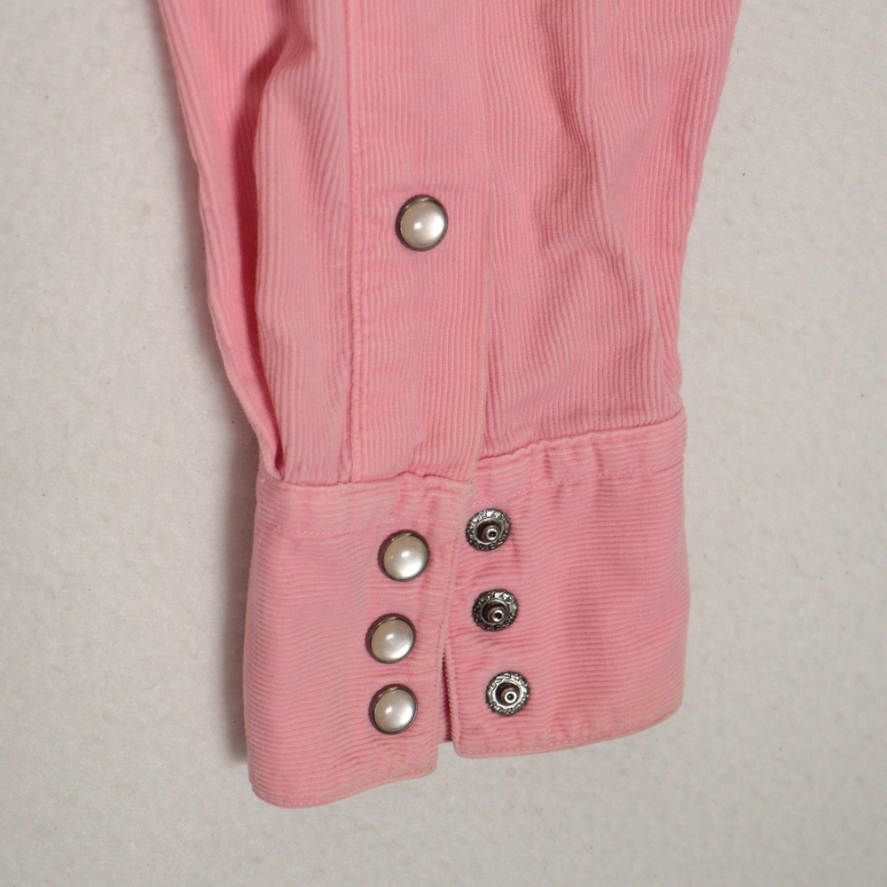 Vtg Ralph Lauren Womens Western Pearl Snap Shirt Corduroy Pink Slim Cotton Sz 10 - Picture 8 of 13